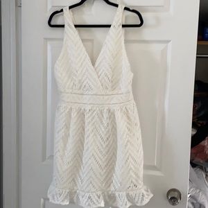White V neck Dress